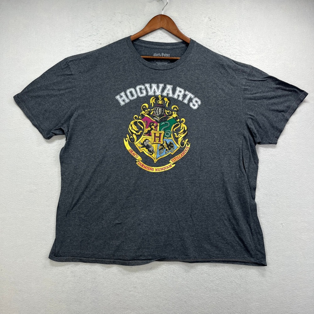 Harry Potter T Shirt Mens 3X Gray Hogwarts Crest Graphic Tee Wizarding World